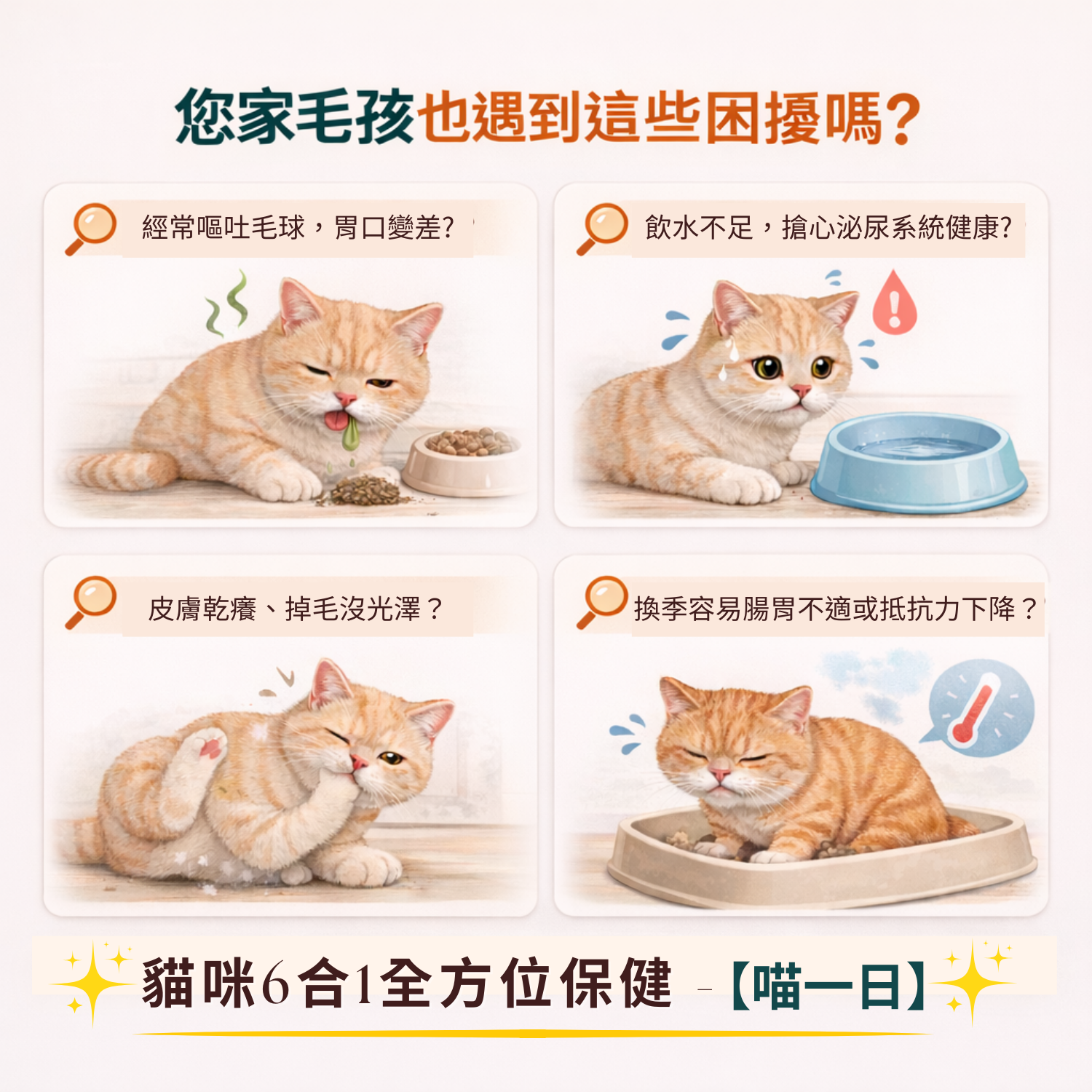 超汪寵物 【喵一日】- 6合1 貓咪全方位保健營養粉 寵物保建品 寵物健康